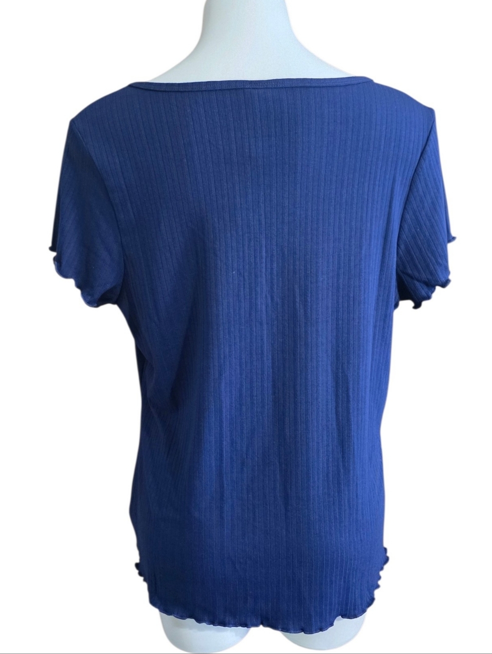 Torrid Square Neck Lettuce Trim Top Medieval Blue Size 2X - Picture 7 of 15
